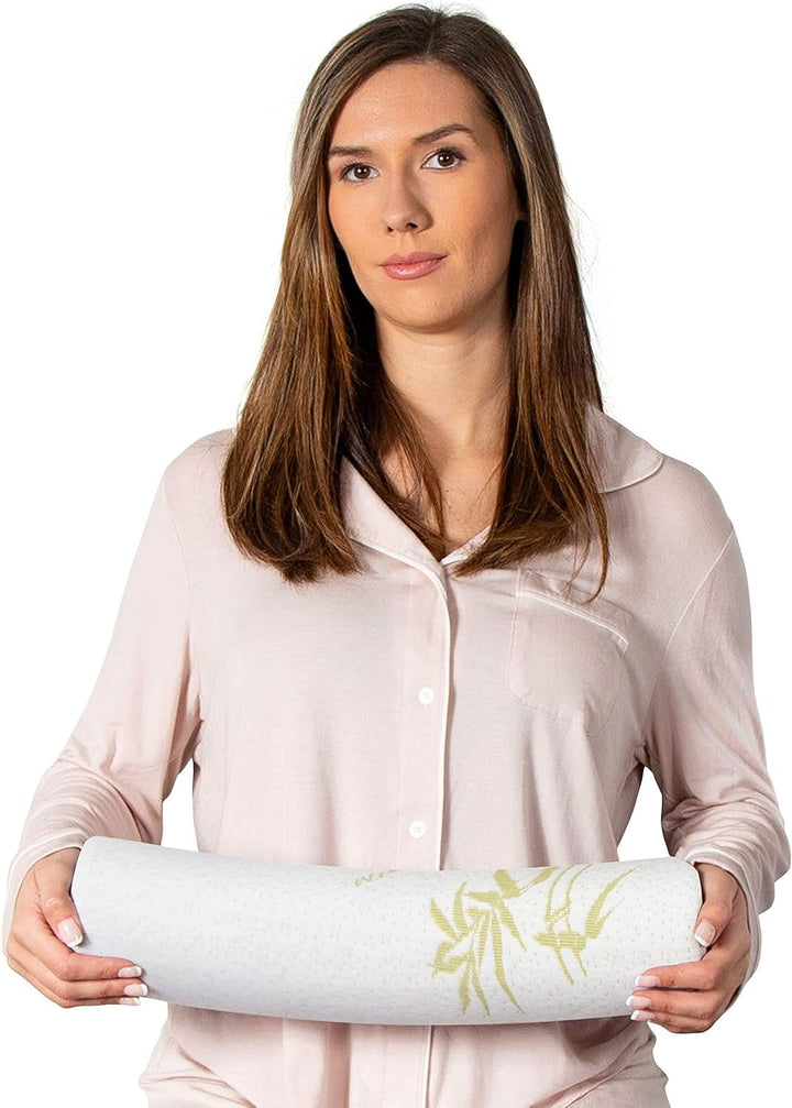 Rulou pentru gât Milliard Visco foam cu husă lavabilă, certificat Oeko-Tex, duritate medie, 10X43 cm, perfect pentru alergici, pernă de călătorie, pernă rotundă pentru gât, rulou de poziționare, rulou pentru genunchi Perne ortopedice cervicale Naty Shop