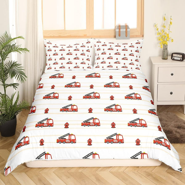 Jungen Cartoon Auto Bettwäsche Set 135X200,Kinder Bau Fahrzeuge Tröster Abdeckung Für Kind Kleinkind Teens,Dinosaurier Bettbezug,Traktor Maschinerie Bagger Bettdecke Abdeckung,Lkw Autos Bettwäsche Naty Shop Multi 1 200*200+80*80*2