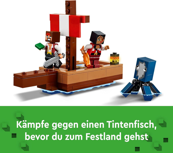 LEGO Minecraft The Pirate Ship Voyage, navă de jucărie cu figuri de pirați, calmar și cămilă, jucărie de construcție pentru jocuri de rol, cadou pentru băieți și fete de la 8 ani 21259 Seturi de constructie Besuche den LEGO-Store
