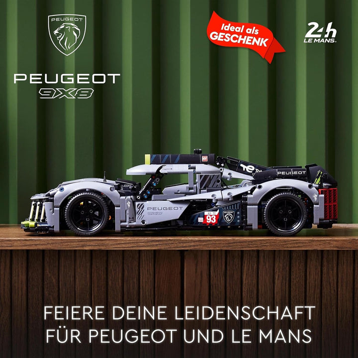 LEGO 42156 Technic Peugeot 9X8 24H Le Mans Hybrid Hypercar, mașină de curse legendară, kit model pentru adulți, scara 1:10, mașină de motorsport de colecție pentru jucători avansați Seturi de constructie Besuche den LEGO-Store