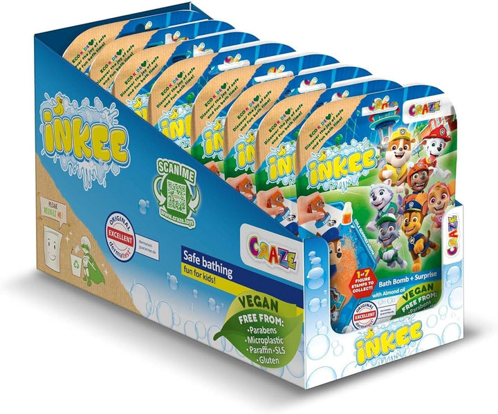 INKEE SURPRISE PAW PATROL, Bomba de baie pentru copii cu surpriză, aromă de gumă de cola, efect de spumă, 80 grame Duș și baie Naty Shop