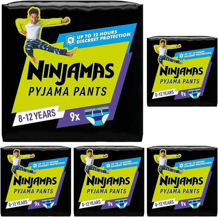 Pantaloni de pijama Ninjamas Spaceship, 10 pantaloni de noapte absorbanți, 7 ani, 17Kg-30Kg Mama si Copilul Naty Shop 45 bucati Băieți, 8-12 ani