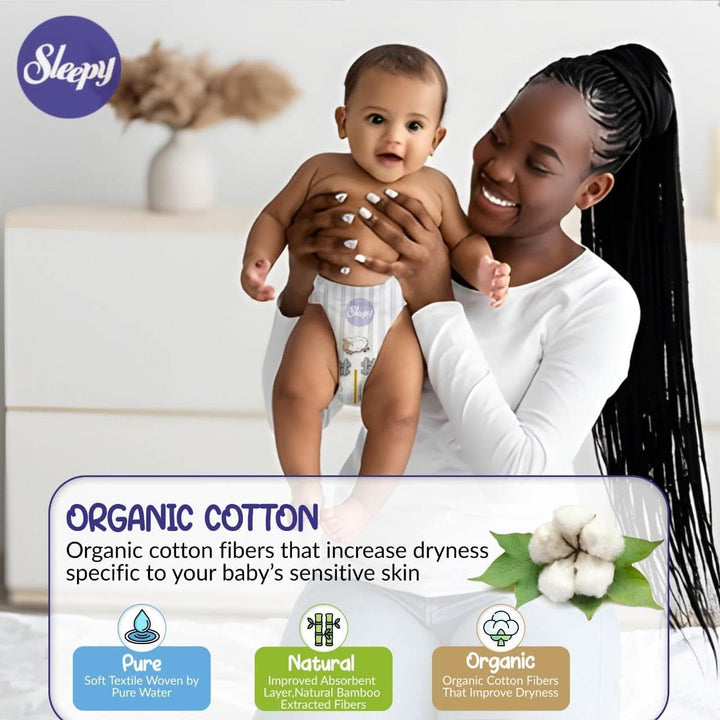 Sleepy 3X Jumbo Natural Baby Scutece, fabricate din bumbac organic și extract de bambus Naty Shop