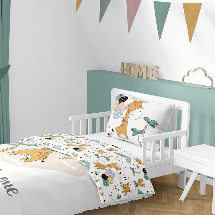 Lenjerie de pat pentru baieti, diverse motive, 100% bumbac Lenjerie de pat - copii Naty Shop Girafe