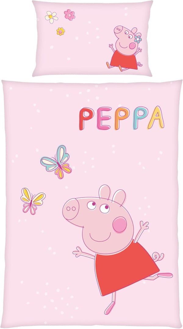 Set de lenjerie de pat pentru copii Peppa Pig, 100 x 135 cm si 40 x 60 cm, bumbac Lenjerie de pat - copii Naty Shop Default Title