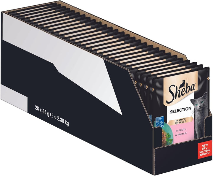 SHEBA Portion Pouch Hrană umedă pentru pisici Selection In Sauce With Salmon And Pollock Msc-Certified 28 X 85G