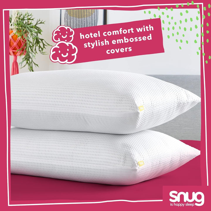 Pernă Snug Blissful Bedtime, calitate hotelieră de lux, suport mediu pentru cei care dorm în față, pe spate și lateral, ecologică, hipoalergenică și lavabilă la mașină, 2 bucăți Perne standard Naty Shop