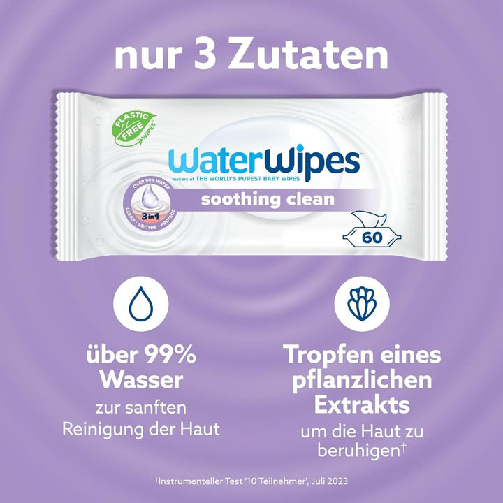 Șervețele de curățare pentru bebeluși Water Wipes, 360 de șervețele (6 pachete), cu 99% apă și extracte botanice Servetele Umede Bebelusi Naty Shop