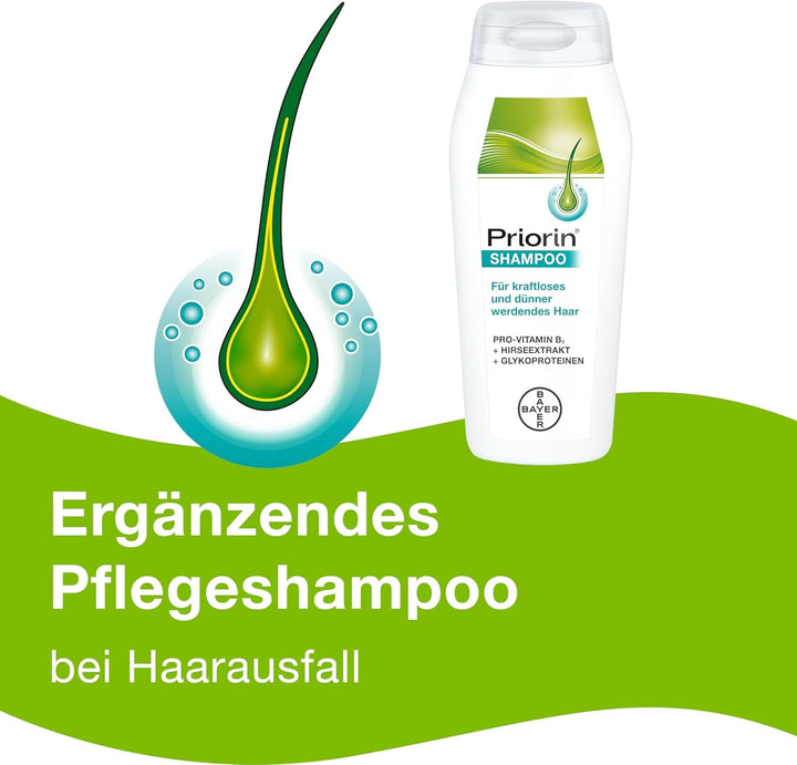 Priorin Shampoo - șampon de păr pentru întărirea părului - îngrijire suplimentară pentru părul slab, subțire - fără parabeni și coloranți - 1 x 200 ml Ingrijirea parului Naty Shop