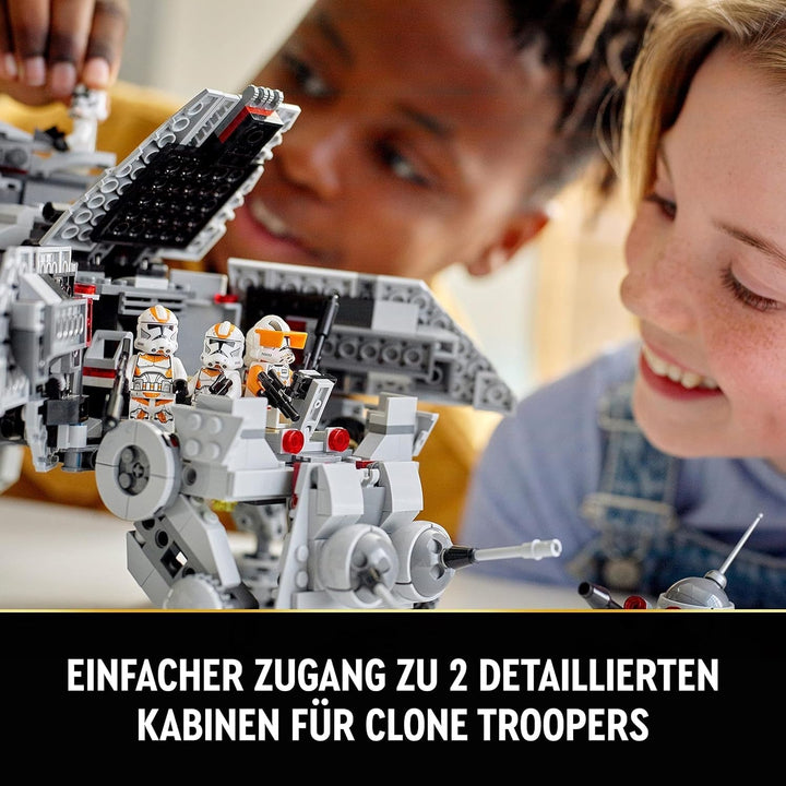 LEGO Star Wars At-Te Walker, model de jucărie mobil, set cu minifigurine, inclusiv 3 Clone Troopers, Droizi de luptă și Dwarf Spider Droid 75337 Seturi de constructie Besuche den LEGO-Store