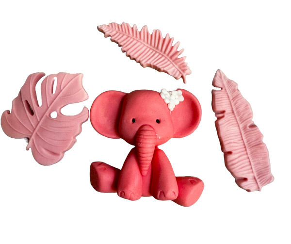 Set 4 decoratiuni comestibile din zahar, Botez, elefant, fetite Decoratiuni din Pasta de Zahar Naty Shop