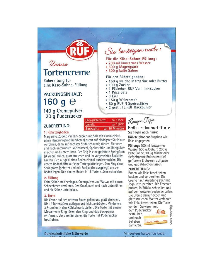 RUF Cake Cream Cheese Cream, cremă de brânză pentru umplutură pentru prăjituri, rulouri de biscuiți și cupcakes Glazuri si Decor Naty Shop