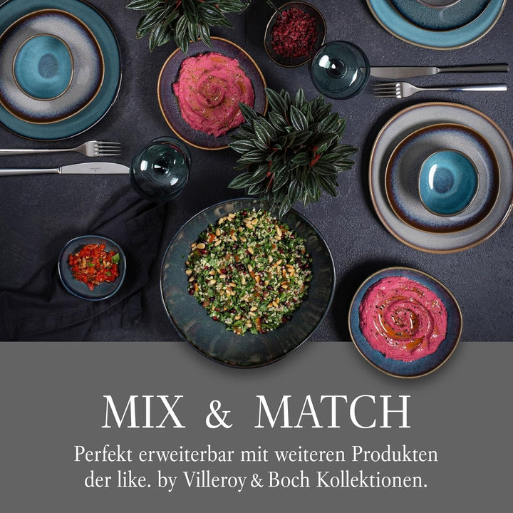 Like. by Villeroy & Boch - Lave Gris Geschirr Set Aus Steingut, 4Tlg., Pottery Look, Tafelservice Für 2 Personen, Grau Seturi vesela masa Naty Shop