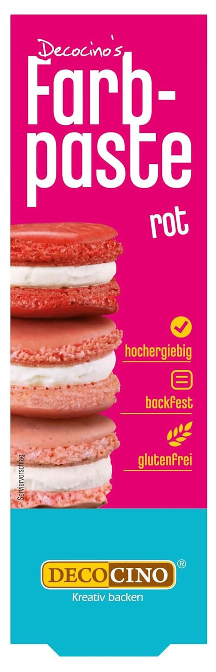 DECOCINO Colour Paste, 20 grame, ideal pentru colorarea prăjiturilor, fondantului și cremelor - fără azot și fără gluten Coloranti Alimentari Naty Shop Rosu 25 grame