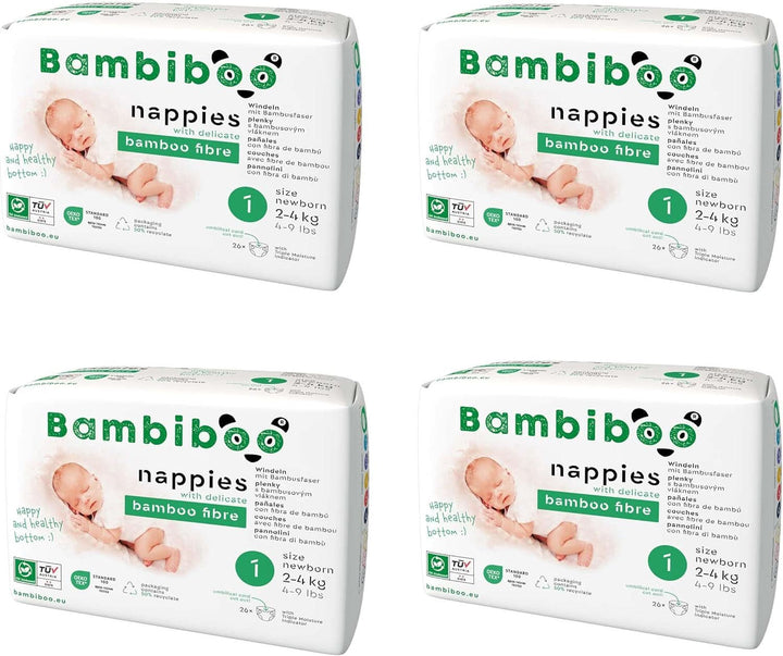 Scutece de unică folosință Bambiboo, prietenoase cu pielea și deschidere ombilicală, diverse marimi Mama si Copilul Naty Shop Scutece, marimea 1, 104 bucati