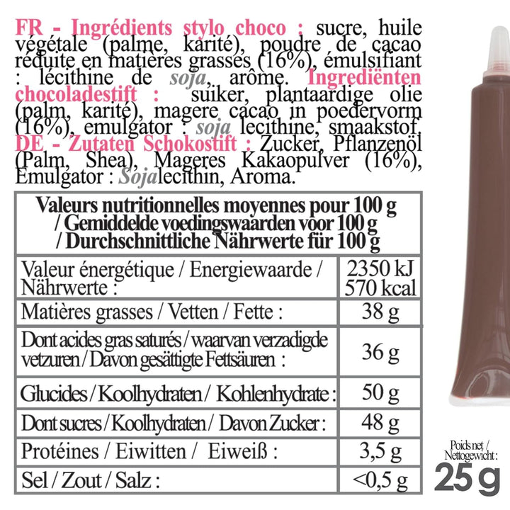 Scrapcooking - Schokoladenstift Braun - Zuckerschrift Schoko 25 G - Essbarer Dekorativer Zuckerstift - Schreiben Und Zeichnen - Beschriftung Von Fondant, Glasuren, Torten - 6801 Coloranti Alimentari Naty Shop