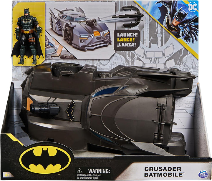 DC Comics Batman Batmobil offroad cu catapultă cu cârlig de prindere și celulă cu grilă în spate, inclusiv figurină Batman de 10 cm, pentru fanii supereroilor cu vârsta de 4 ani și peste Action figures Naty Shop