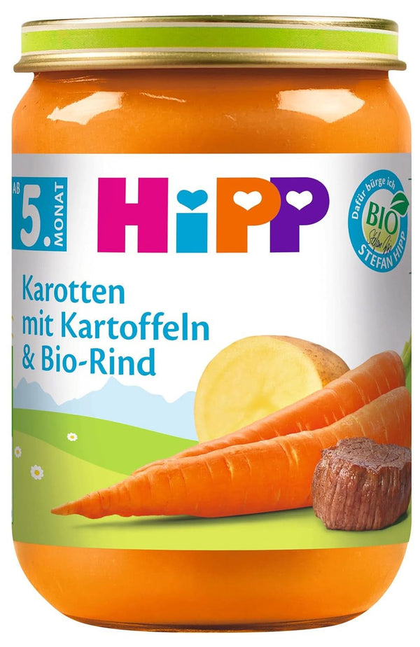 Hipp Morcovi cu cartofi și carne de vită ecologică, pachet de 6 (6 X 190 G) Mama si Copilul Naty Shop