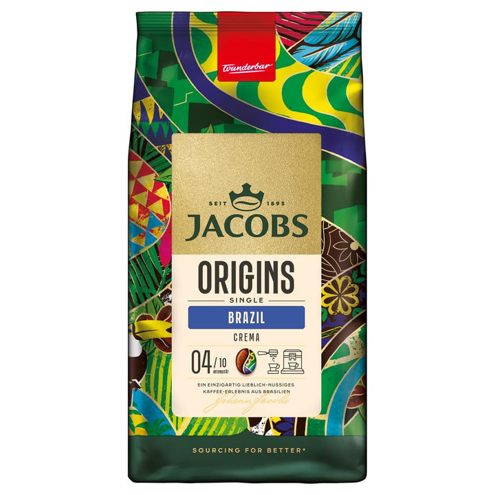 Jacobs Barista Crema Intense Coffee Beans 1kg - Intense, ciocolată neagră și nuci pecan, boabe Arabica și Robusta Cafea Naty Shop 1 Kg Origins Brazil