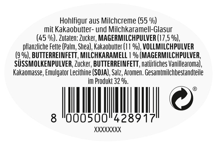 Ciocolată pentru copii Easter Bunny Milky Caramel, 110 grame Bomboane de Ciocolata Naty Shop