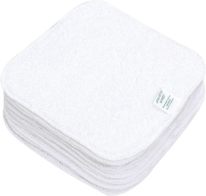 Șervețele reutilizabile pentru copii 100% bumbac Terry (25pachet - 15X15Cm - alb) fără parfum, lavabile, ultra moi și super absorbante Mama si Copilul Naty Shop