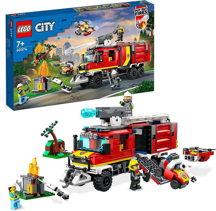 LEGO 60374 City Fire Brigade Command Vehicle, jucărie modernă cu camion de pompieri, cu drone de stingere a incendiilor, cu figuri pentru copii Seturi de constructie Besuche den LEGO-Store Singur