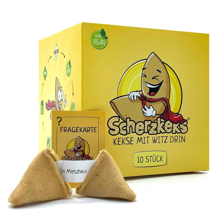 Cutie cu 20 de fursecuri cu ghinion | 20 de fursecuri cu o glumă, întrebare și răspuns într-un fursec cu ghinion, idee de cadou amuzant fabricat în Germania, pentru zile de naștere, petreceri de burlăcițe, sărbători în familie, Crăciun, Revelion