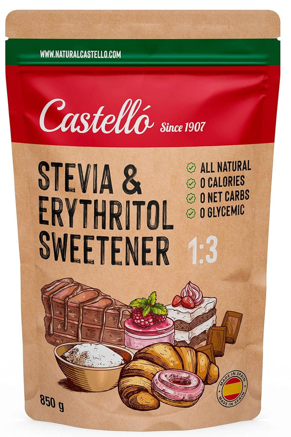 Stevia + Eritritol 1:3 Îndulcitor,1G = 3G Zahăr, 850 grame Indulcitori Naty Shop