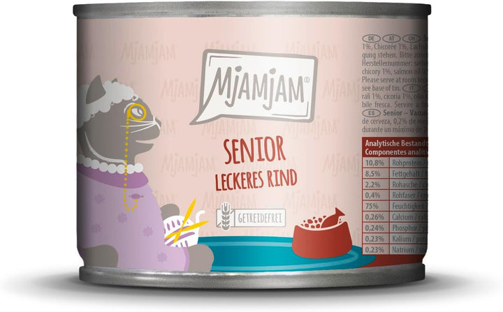 Mjamjam - Hrană umedă premium pentru pisici - Senior - Juicy Chicken, 6Pack (6X800G), fără cereale