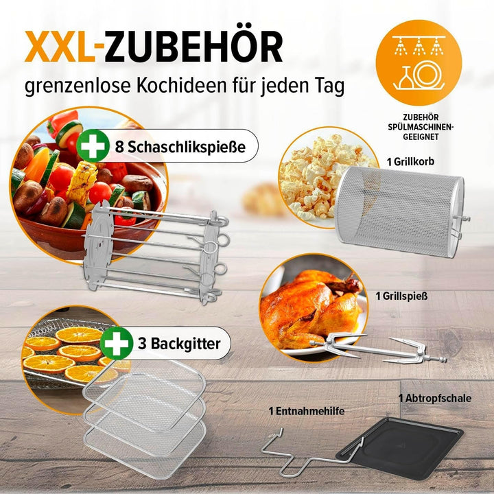 Gourmetmaxx Friteuză digitală cu aer cald XXL, 9 litri, 8 programe, 1800 W Electrocasnice Naty Shop