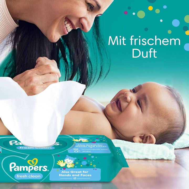 Pampers Fresh Clean Feuchttücher 15 Packungen Mit 80 Stück - 1200 Feuchttücher, Milder Duft, Auch Für Hände Und Gesicht Geeignet Naty Shop