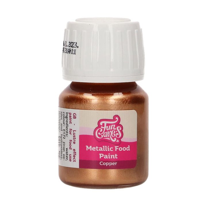 Funcakes Metallic Food Paint Kupfer: Erzeugt Metallische Effekte Auf Fondant, Marzipan, Royal Icing Und Kekse. 100% Essbare Lebensmittelfarbe, Halal, Geeignet Für Vegetarier Und Veganer. 30 Ml. Coloranti Alimentari Naty Shop