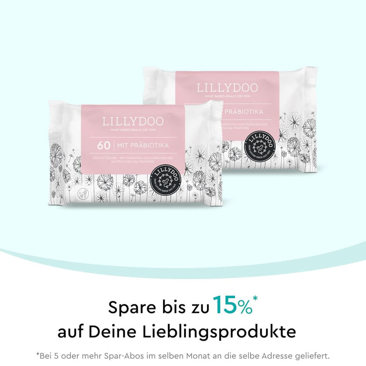Șervețele umede LILLYDOO cu prebiotice, șervețele 100% fără plastic, fără parfum (FSC Mix) Servetele Umede Bebelusi Naty Shop