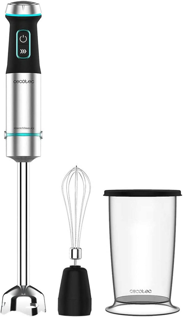 Cecotec Stabmixer Power Titanblack 1500 XL Perfectcream&Crush. 1500 W, Crossblades Technologie Mit 4-Klinge-Blättern Mit Schwarzer Titan-Beschichtung, Extralangem Fuß, Spritzschutz-Klingeneinsatz Mama si Copilul Naty Shop 1200 W 2 Zubehör