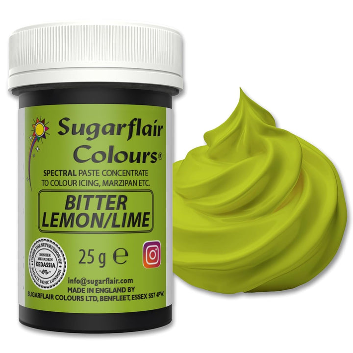 Sugarflair Spectral Navy Blue Lebensmittelfarbe Paste, Hochkonzentrierte Lebensmittelfarbe Für Buttercreme, Zuckerpaste, Royal Icing, Kuchenmischungen Und Mehr! Lebensmittelfarbstoff - 25G Coloranti Alimentari Naty Shop Bitter Lemon/Lime