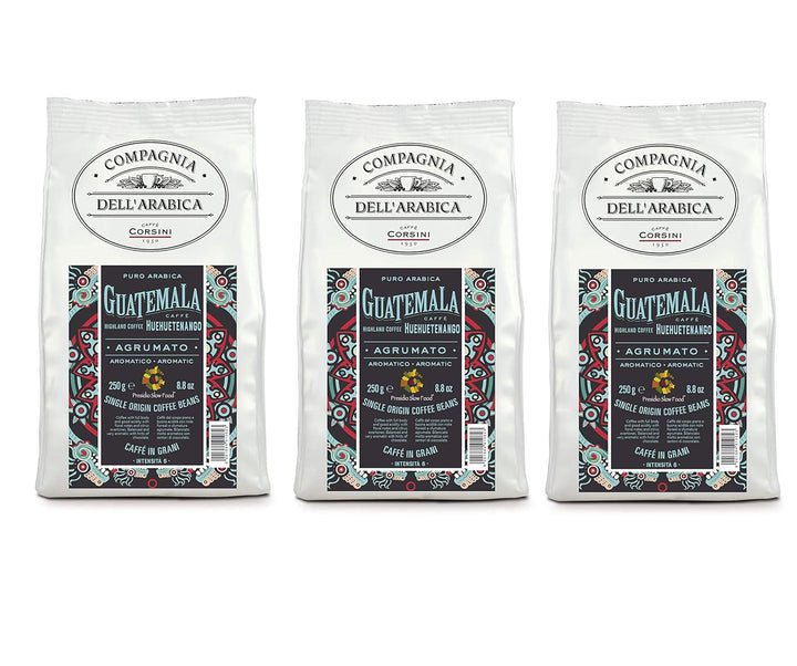 Caffè Corsini - Cafea boabe 3 X 250 grame, Compagnia Dell'Arabica, diverse arome, origine unică, total 750G Cafea Naty Shop Guatemala Boabe de cafea