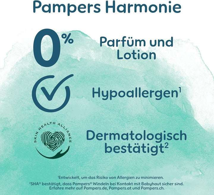 Scutece Pampers pentru bebeluși mărimea 2 (4-8 kg) Harmony, pachet economic cu cutie lunară dublă, protecție delicată a pielii și ingrediente pe bază de plante, 408 bucăți Mama si Copilul Naty Shop