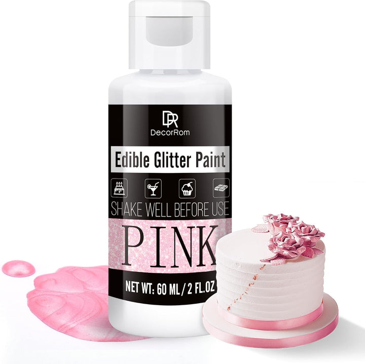 Flüssig Essbarer Glitzer - 6 Farben Metallisch Glitzerfarben Lebensmittelfarbe Für Dekorieren Von Kuchen, Backen, Cupcakes - Metallic Flüssiges Essbares Glitzerpulver Für DIY Kekse, Fondant, Torten Naty Shop Rosa