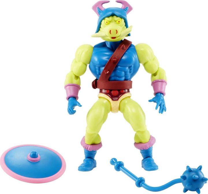 MASTERS of the UNIVERSE Action Figures - Colecție cu He-Man și Skeletor, 14 cm, 16 articulații, ambalaj retro, broșură mini-comic, pentru colecționari și copii de la 6 ani, HKM77 Action figures Naty Shop Cap de porc