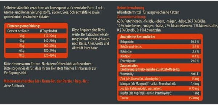 Hrană pentru pisici Dehner Wild Nature Hochmoor, hrană umedă fără cereale, pentru pisici adulte, rață / curcan, cutie 6 X 200 G (1,2 kg)