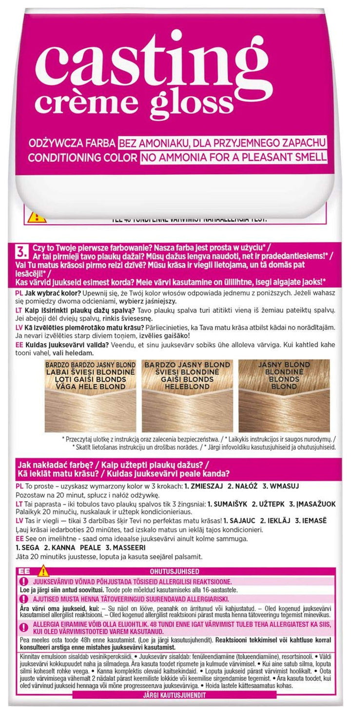 L'Oréal Paris Casting Crème Gloss 1010 Culoare de păr - Blond leu deschis Vopsea pentru par Naty Shop
