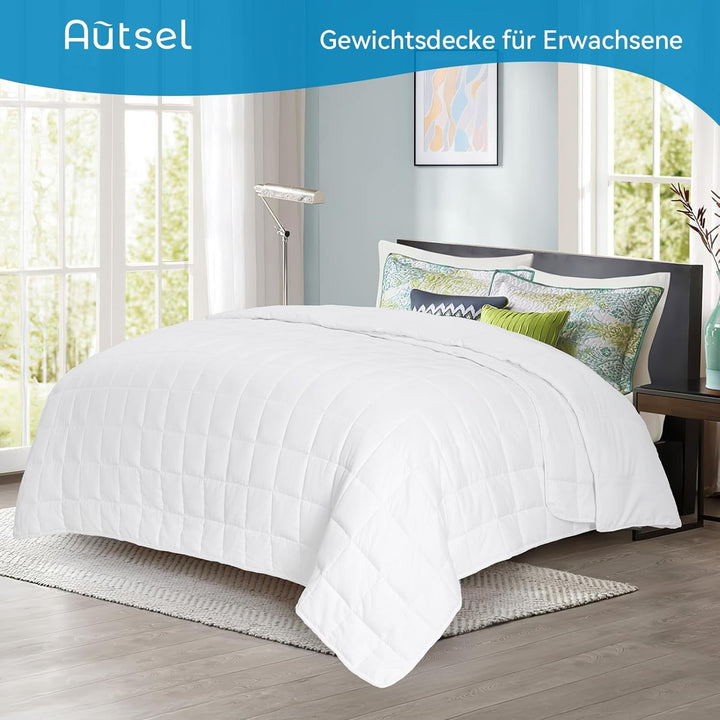 Pătură ponderată 7Kg 135X200Cm, pătură ponderată fabricată din bumbac 100%, pătură ponderată pentru adulți pentru somn profund, pătură grea, pătură de terapie antistres, pătură de relaxare Paturi si Cuverturi Besuche den Autsel-Store