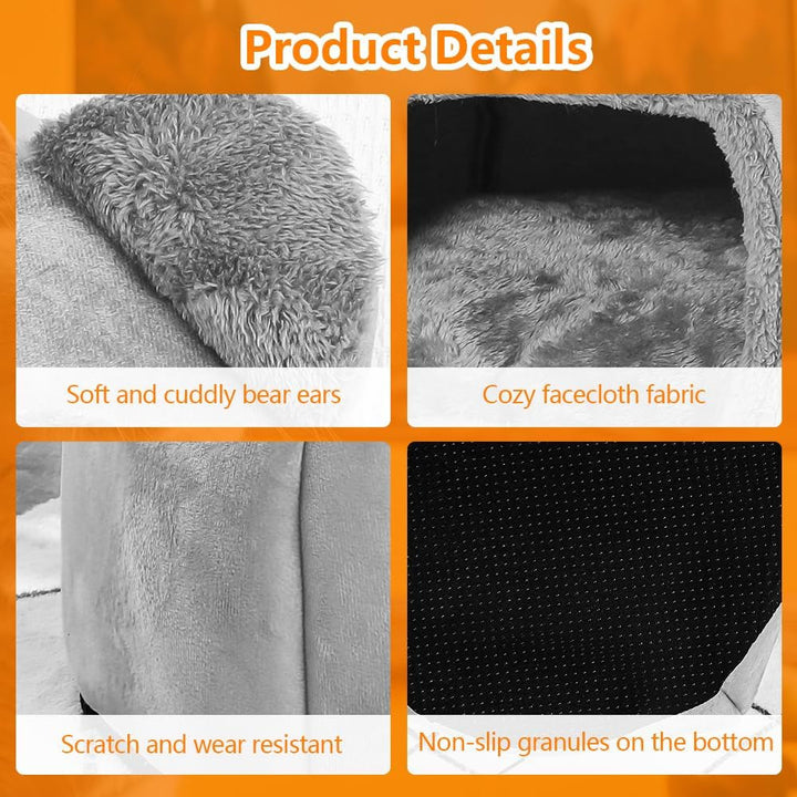 Pat pentru pisici lavabil, peșteră pentru pisici de 40 cm, căsuță lavabilă pentru pisici, pat pentru pisici pufos și lavabil pentru pisici, iepuri, câini și alte animale mici, gri