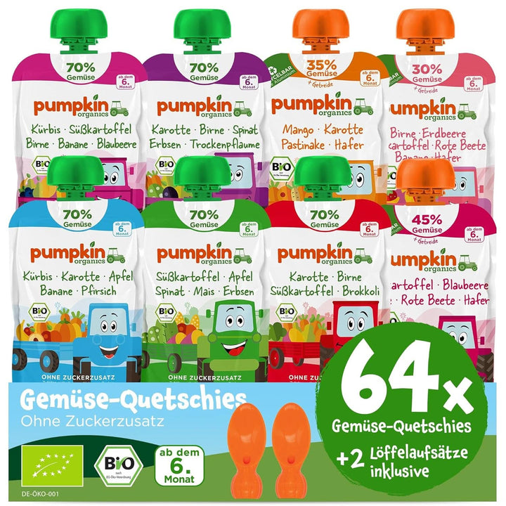 Pumpkin Organics 24Pack, piure de legume organice, fără zahăr adăugat, pentru bebeluși de la 6 luni, 24 x 100 grame Mama si Copilul Naty Shop 64 x 100 grame