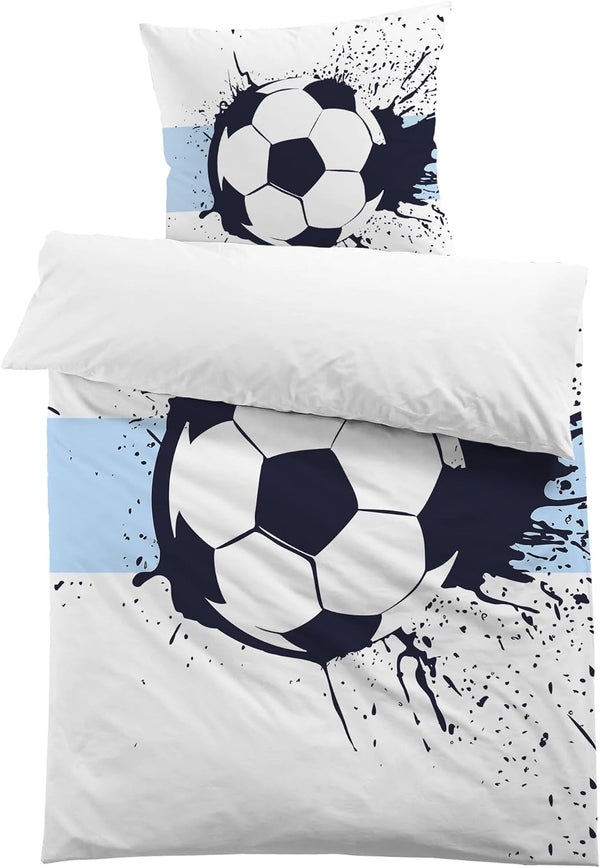 Lenjerie de pat pentru baieti, fotbal, poliester microfibra Lenjerie de pat - copii Naty Shop Model 1 135X200 Cm + 80X80 Cm