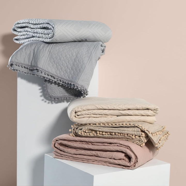 Ameliahome Cuvertură de pat 170X210 Cm Cuvertură de pat cu două fețe Ultrasonic Quilting Poliester Ophelia Dark Green Paturi si Cuverturi Besuche den AmeliaHome-Store