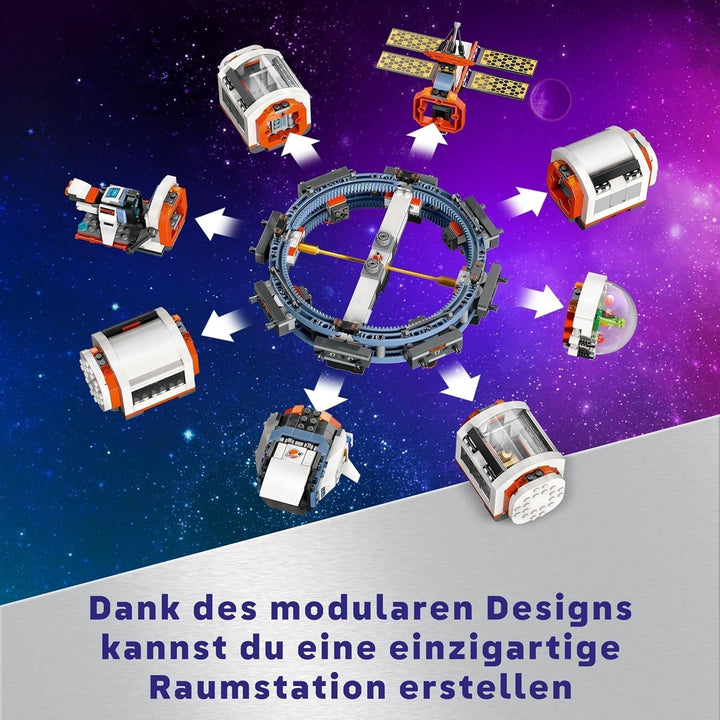 Stație spațială modulară LEGO City Space, model de navă spațială cu vehicule spațiale, cadou pentru copii, băieți și fete de la 7 ani, stație de cercetare modulară cu 6 figurine de astronauți 60433 Seturi de constructie Besuche den LEGO-Store