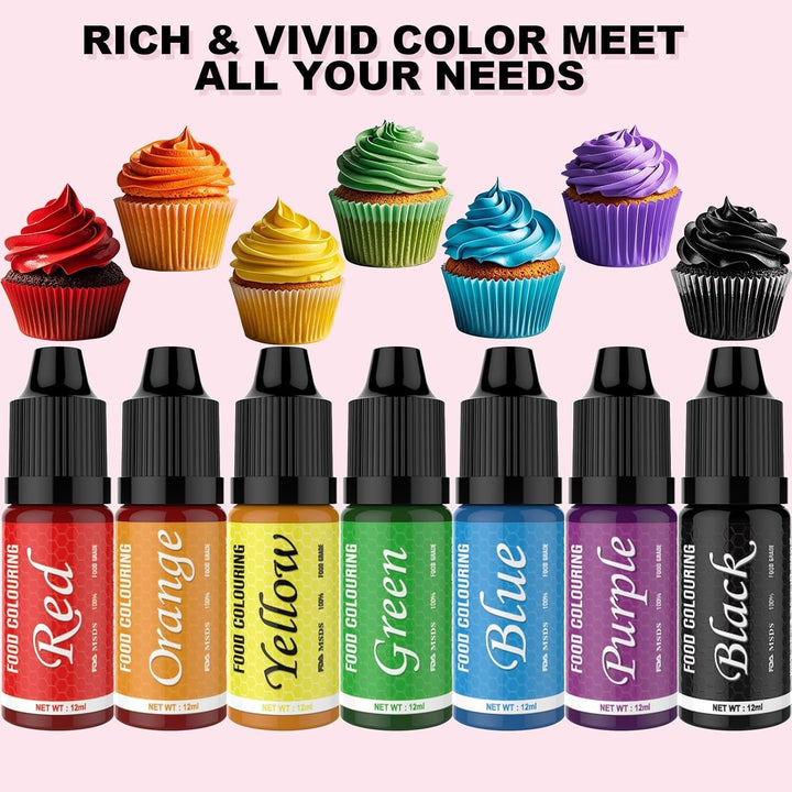 Set 7 coloranti alimentari lichizi, 7 x 12 ml Coloranti Alimentari Naty Shop