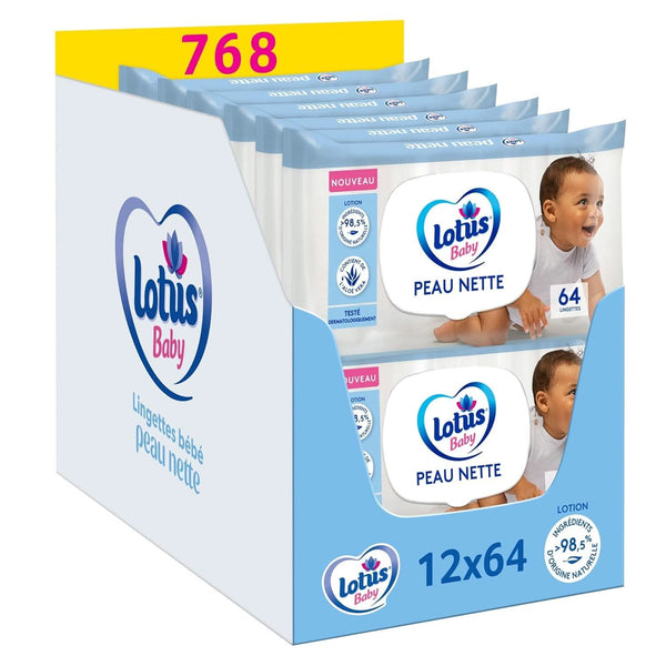 Șervețele Skin Cute Baby - 768 șervețele (12 x 64 bucăți) - Hipoalergenice și testate dermatologic Servetele Umede Bebelusi Naty Shop