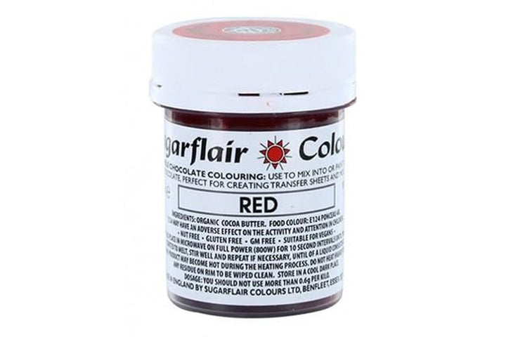 Sugarflair Red Chocolate Colouring - Unt de cacao colorat pentru colorarea ciocolatei, 25 grame Coloranti Alimentari Naty Shop